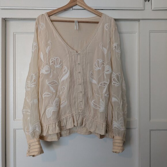 Anthropologie Tops - Anthropologie Feminine Embroidered Blouse